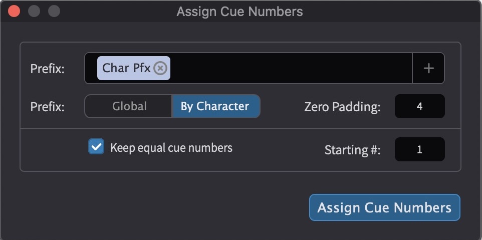 Assign Cue Numbers