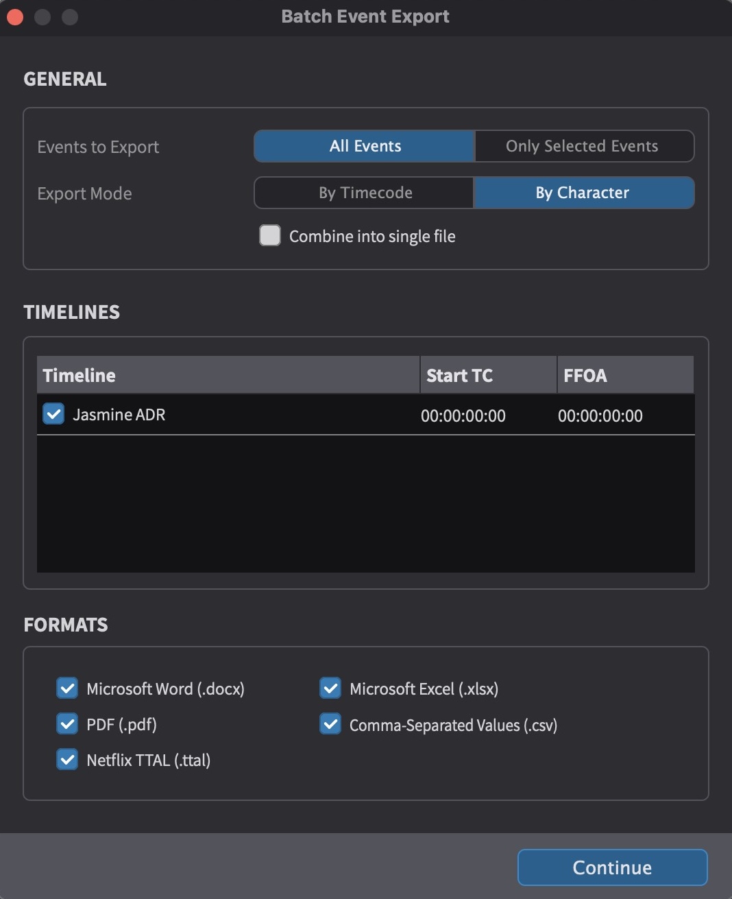 Batch Event Export Page 1
