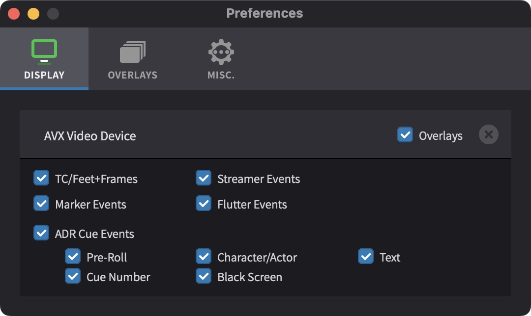 Display Preferences in Cue Pro