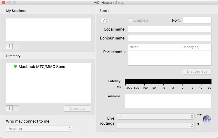 Created session as seen from another system on the network
