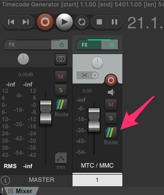 Mixer Route button