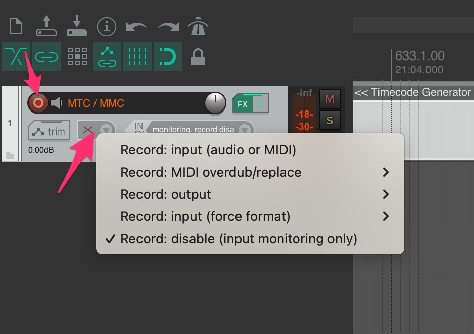 Record Enabling the track