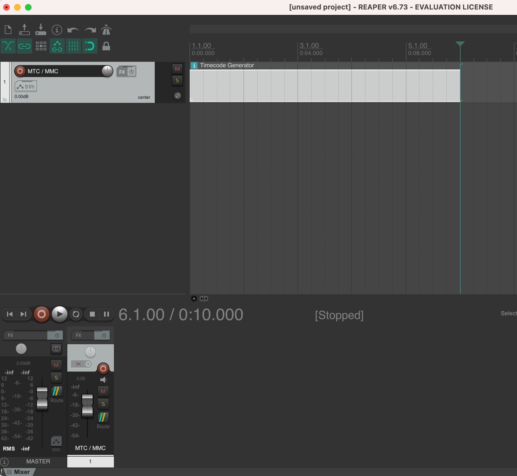 Inserting SMPTE LTC/MTC Timecode Generator