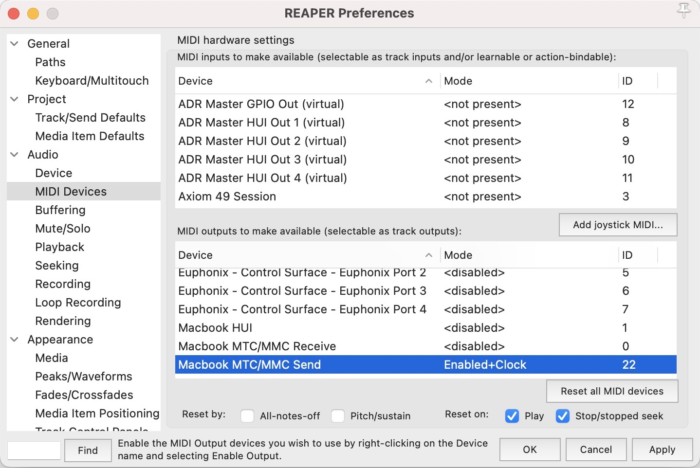 Locating Video Sync MTC In Settings