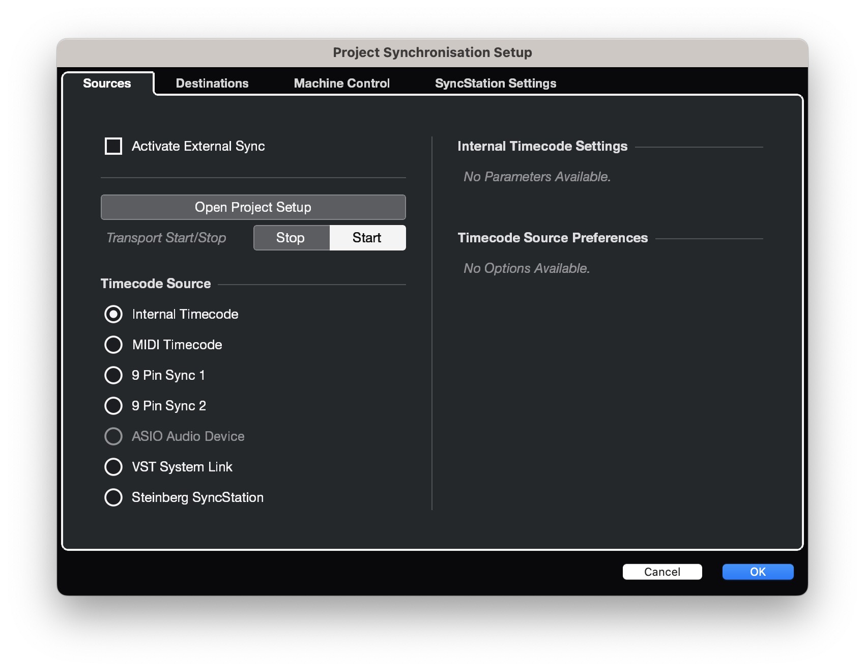 Nuendo Project Synchronization Setup - Sources
