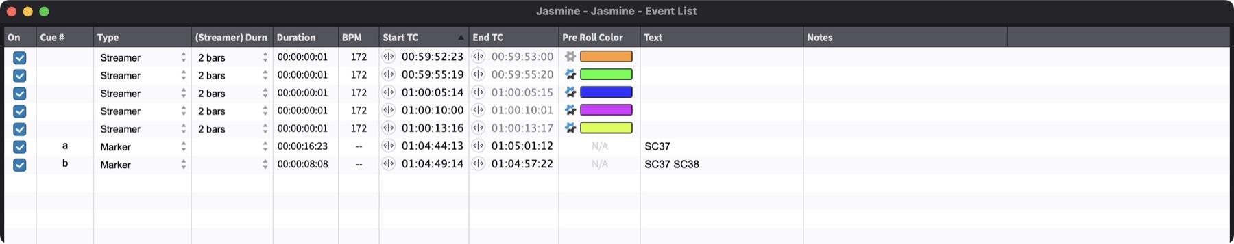 Event List Window