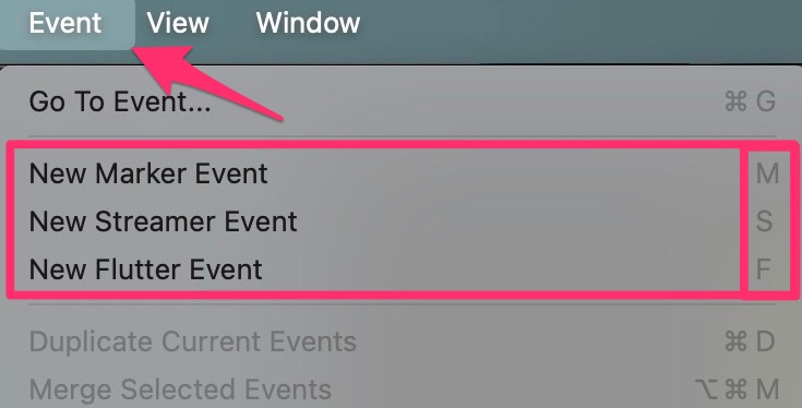 Event Menu in Video Sync