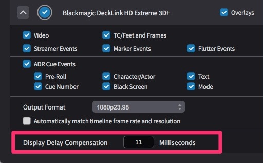 Display Device Settings - Display Delay Compensation Setting