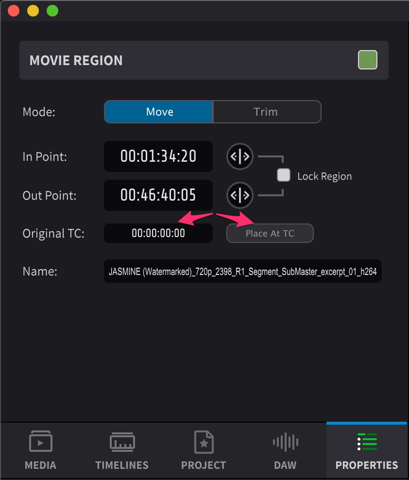 Movie Region Properties