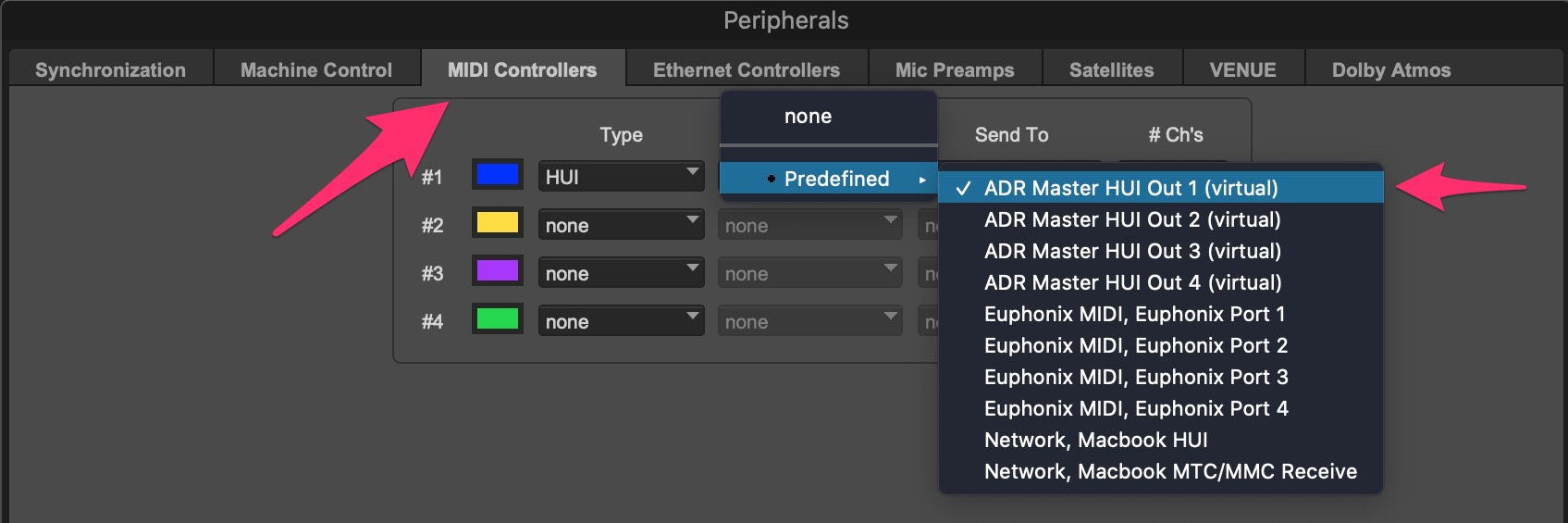 Connecting ADR Master's HUI Input