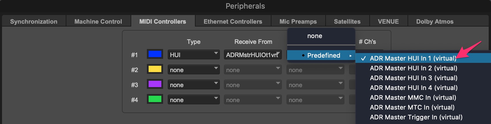 Connecting ADR Master's HUI Output