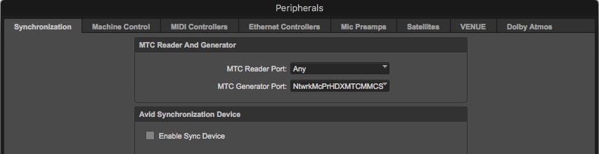 Pro Tools Synchronization Preferences