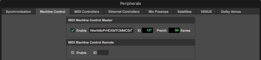 Pro Tools Machine Control Preferences