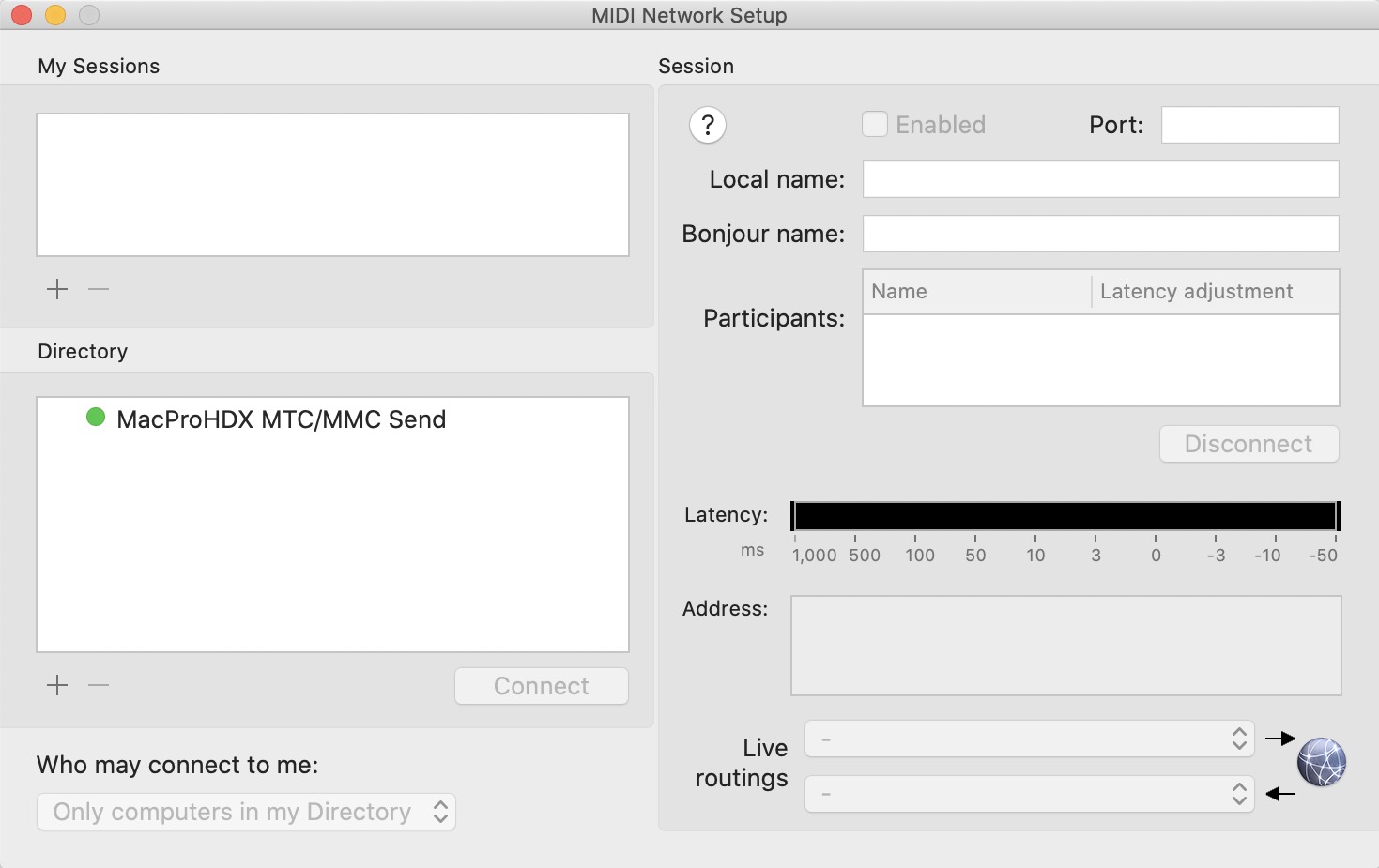 Created session as seen from another system on the network