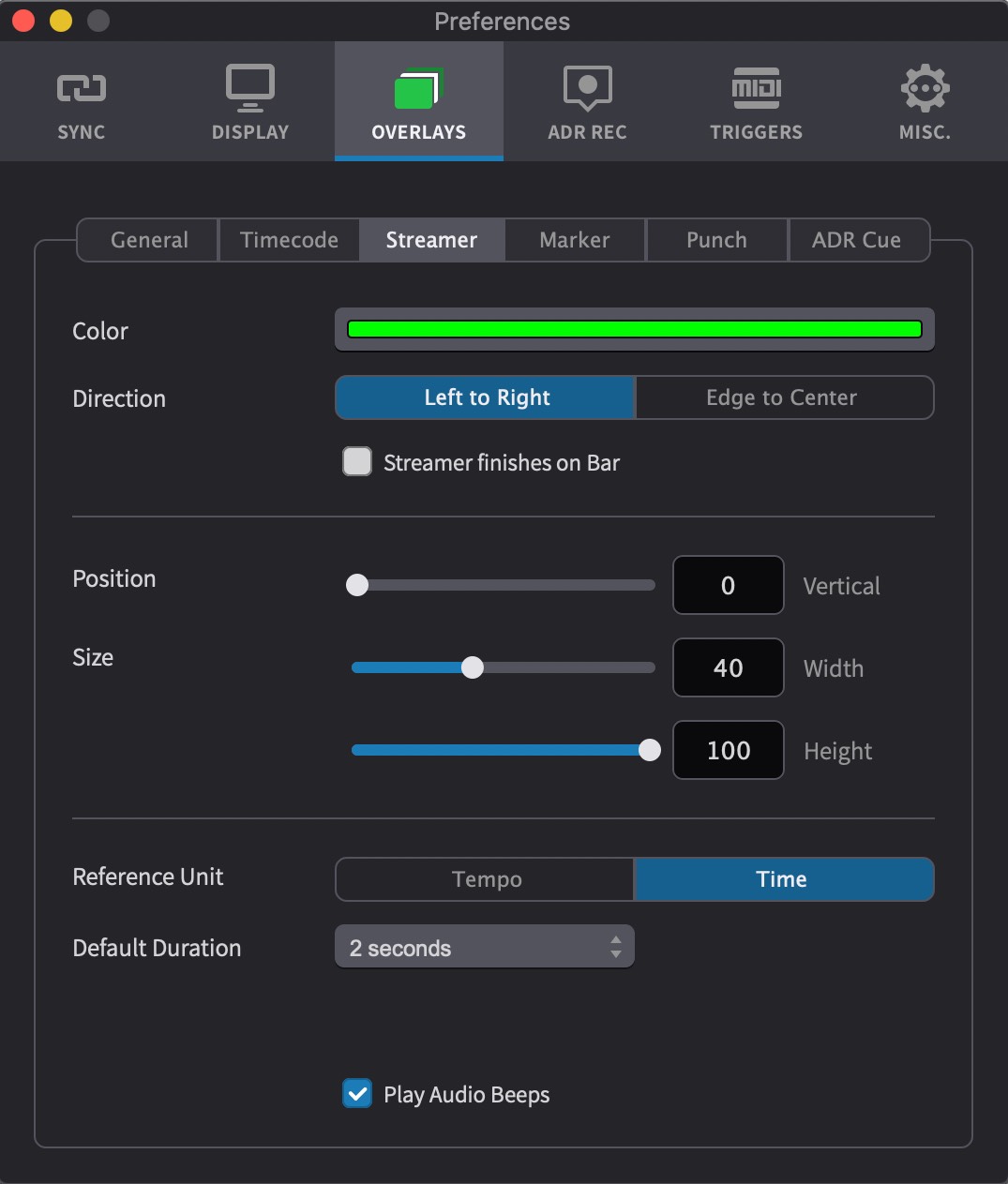 Video Sync Overlays Preferences