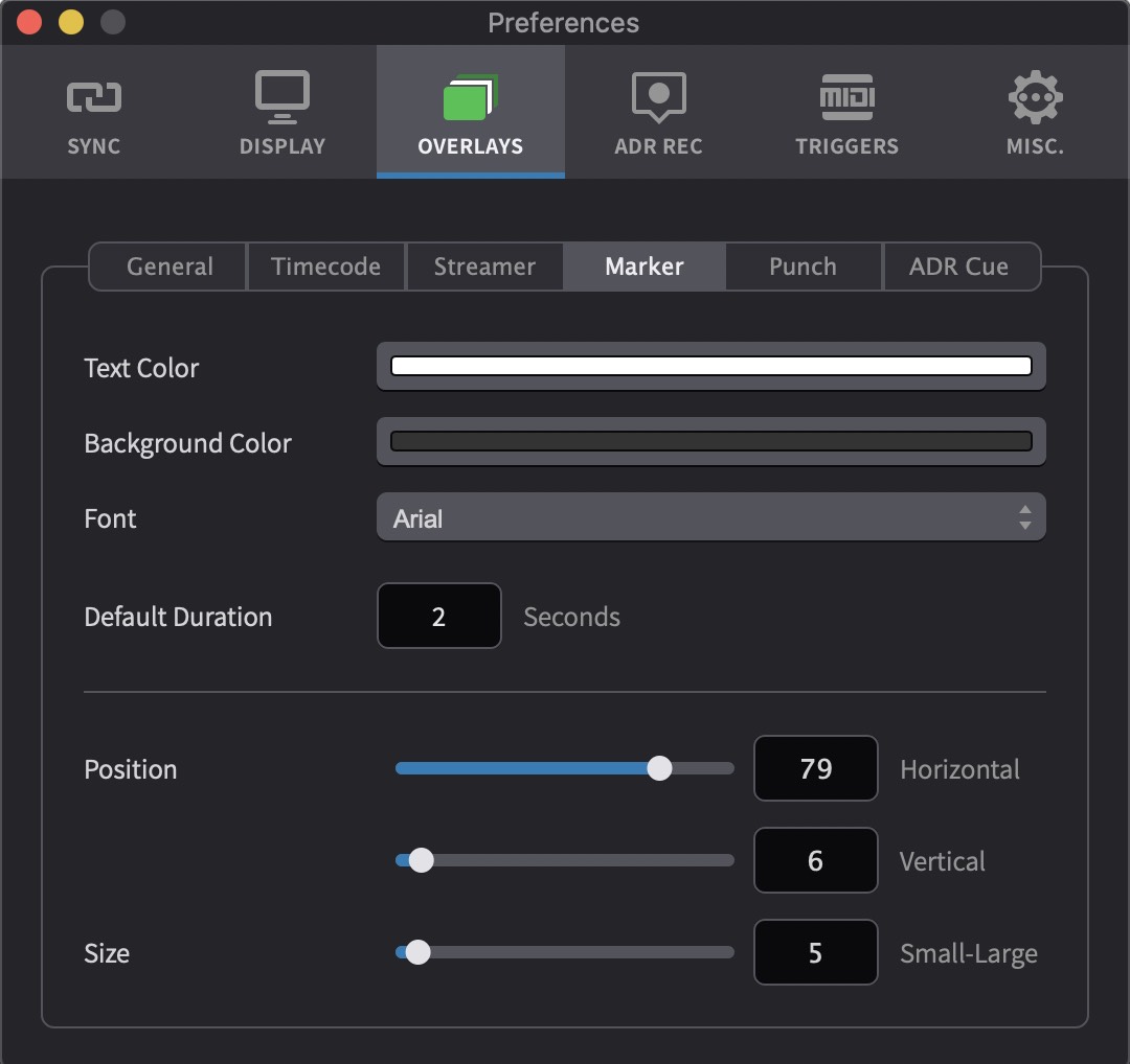 Marker Overlay Preferences