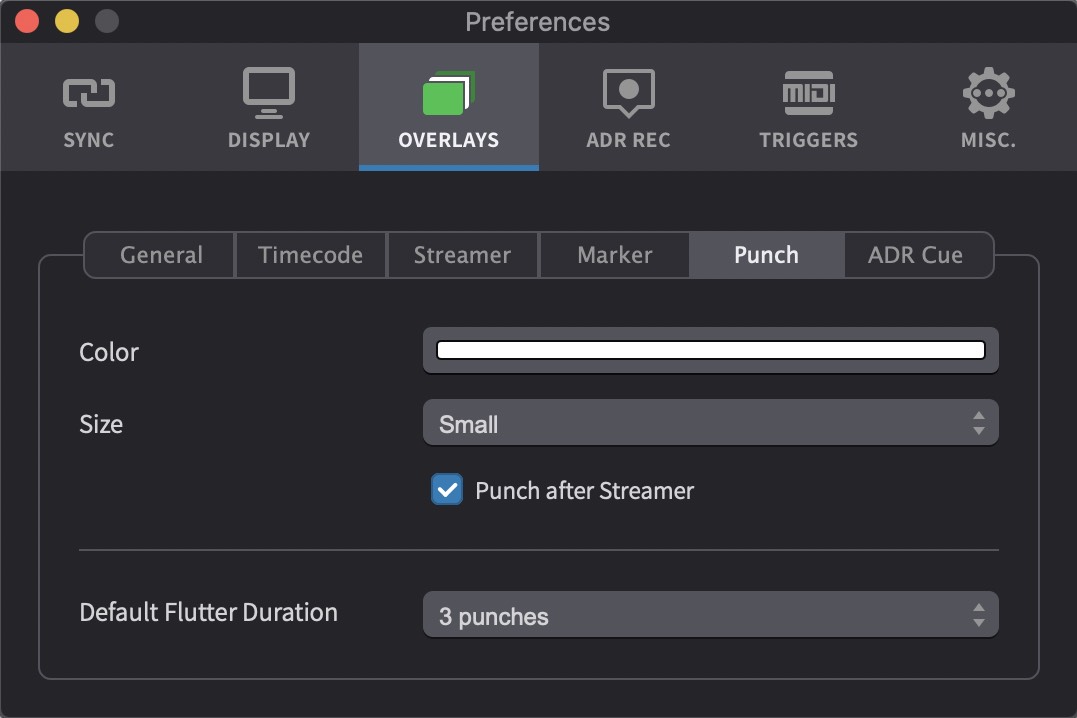 Punch/Flutter Overlay Preferences
