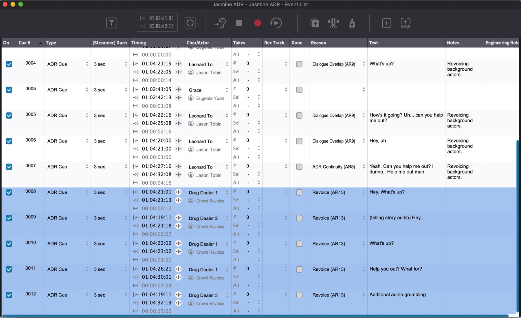 Editing properties of multiple events at once