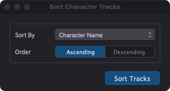 Sort Character Tracks window