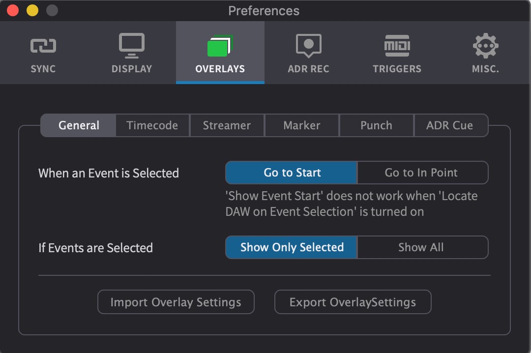 General Overlays Preferences